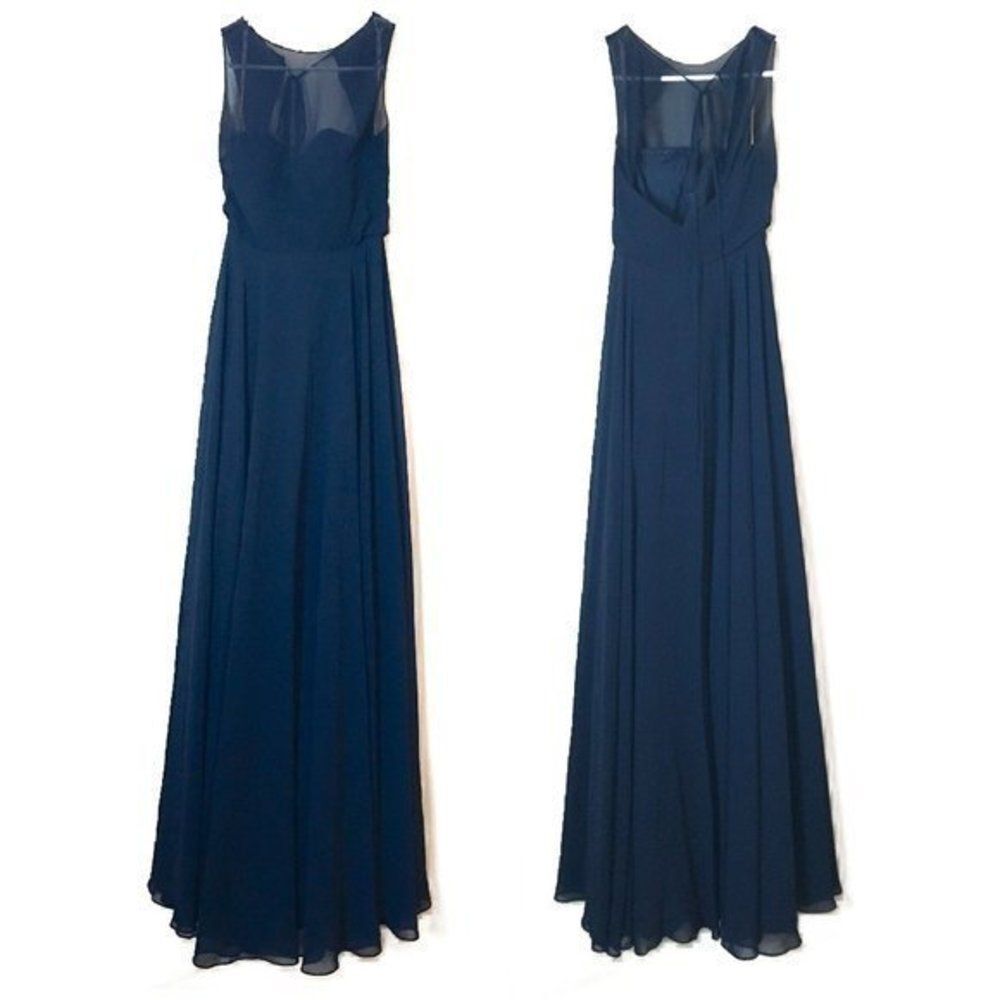 Jenny Yoo Elizabeth Dress Size 2 Navy Blue Bridesmaid Formal Wear NEW Flaws - Picture 2 of 9